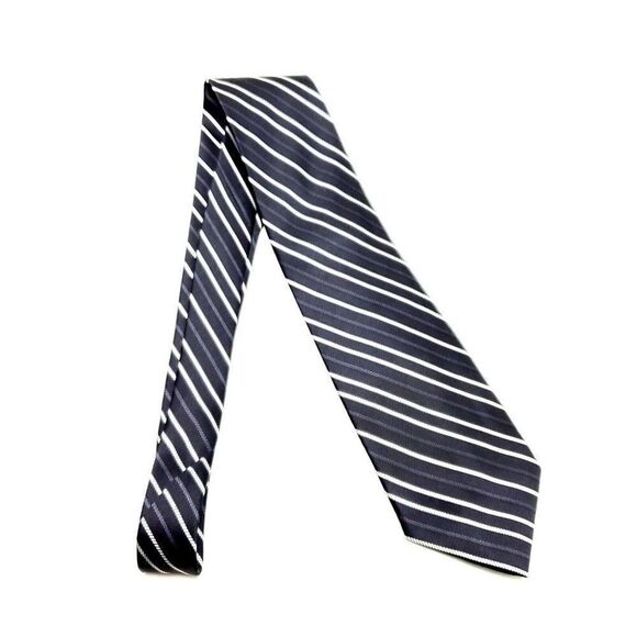 George Silk Tie Black Striped Wide - Picture 6 of 6